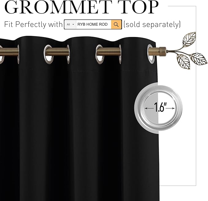 RYB HOME Space Divider Wall Panel, Room Darkening Drape - Image 2