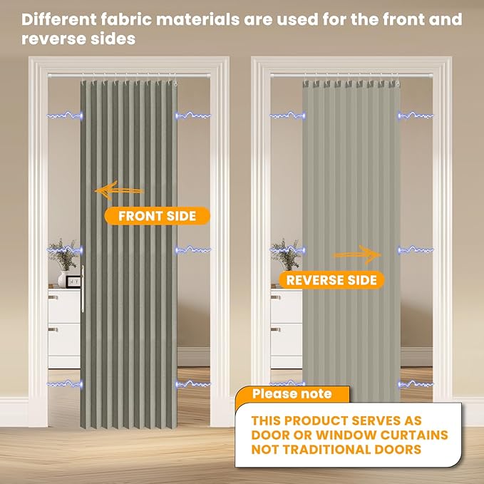 AJAZZ 100% Blackout Accordion Door Magnetic Door Curtain Folding Closet Doors - Image 3