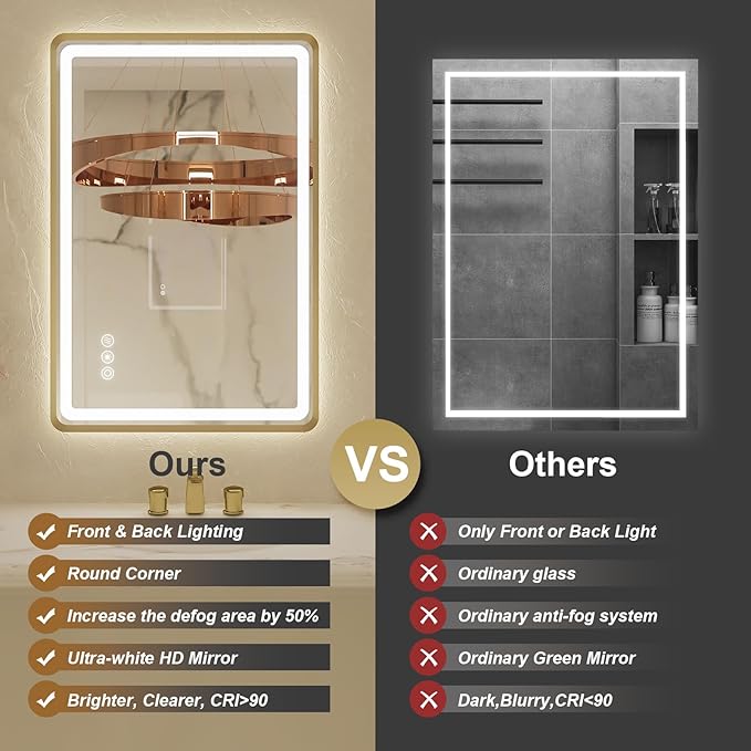 24x36 Inch LED Bathroom Mirror - Image 3