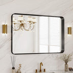 40X30 Inch Black Metal Framed Bathroom Mirror by MYSUNORIA