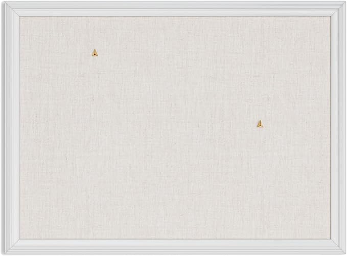 U Brands Bulletin Board, 18 x 24 Inch Linen Fabric Pin Board, Farmhouse White by UBrands