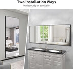 KOCUUY 72x30 Inch Large Black Wall Mounted Mirror, Aluminum Framed Decorative - Image 8