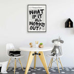 Retro Black And White Newspaper Poster What If It All Works Out Canvas Wall Art - Image 5