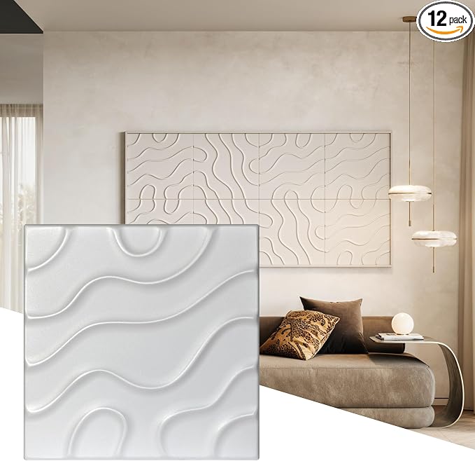Wall!Supply - 3D Wall Panels – Flow Line White Wall Covering - Lightweight by WallSupply