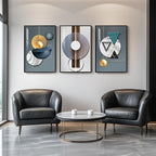 Large Framed Modern Luxury Abstract Wall Art, 3 Piece Blue-Green Prints - Image 3