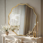 VooBang Gold Scalloped Circle Mirror, Hanging Leaning - Image 2