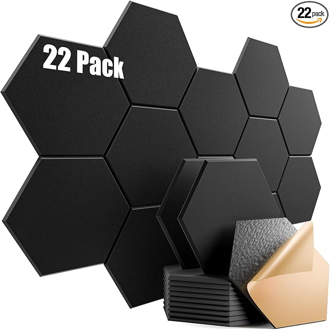 22 Pack Self-Adhesive Acoustic Panels 12" X 10" X 0.4" by Dailycooper