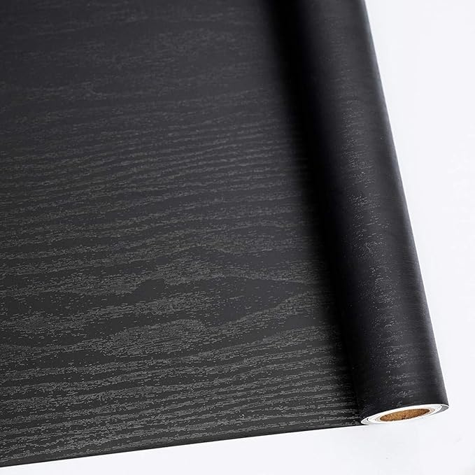 Abyssaly 24 Inch X 196 Inch Black Wood Self Adhesive Paper Decorative by Abyssaly
