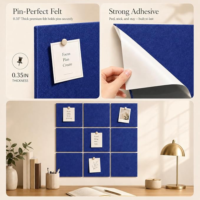Large Cork Boards for Walls – 36" x 24" Self Adhesive Felt Wall Tiles - Image 4