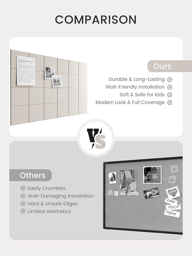 Bumusty Large Felt Bulletin Board, 30 Push Pins, 40 Adhesive Tabs - Image 7