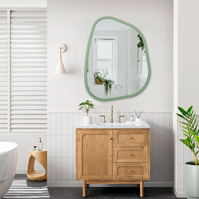 Asymmetrical Mirror for Wall Irregular Accent Wood Frame Modern Unique Wall - Image 6