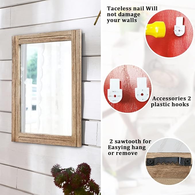 AAZZKANG Rustic Mirror for Wall - Image 3