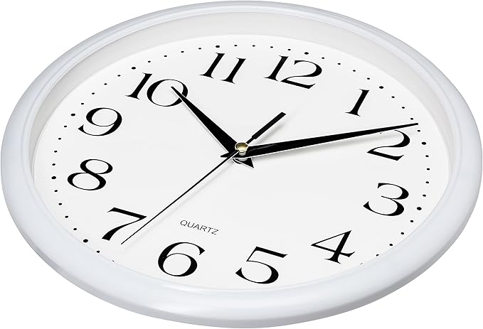 Bernhard Products White Wall Clock Silent Non Ticking 10 Inch Quality Quartz - Image 3
