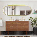 Large Oval Full Length Mirror, Pill Shaped Oblong Bathroom Wall-Mounted Mirrors - Image 3