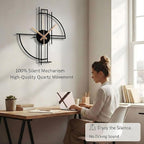 Modern Geometric Metal Wall Clock, Minimalist Black Steel Design, Silent - Image 3