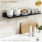 Forbena 24 Inch Wall Shelves for Bedroom 3-Pack, Vintage Large Floating Book - Image 3