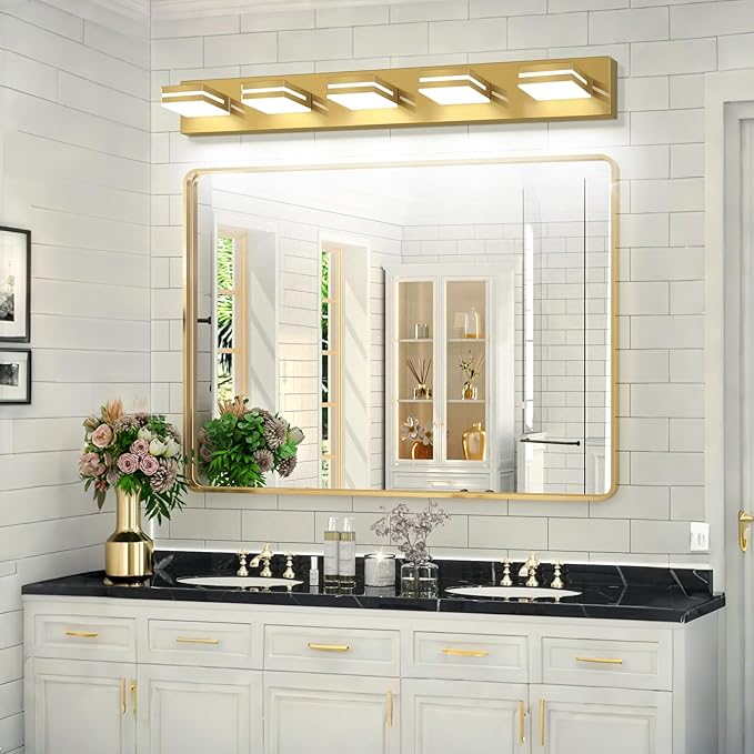 SineRise LED Modern Bathroom Vanity Light Fixtures, Brass Modern Acrylic - Image 8