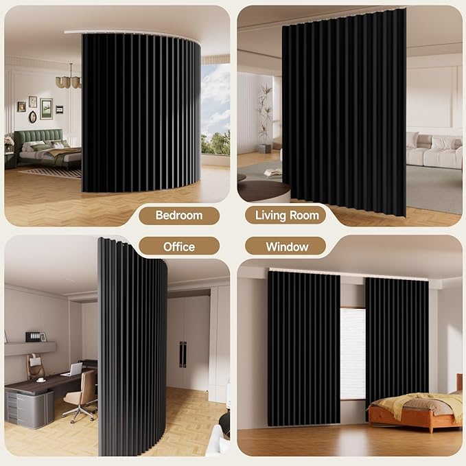 Room Divider Ceiling Curtains W/Flexible Track Sets, inch Extra Long Blackout - Image 7