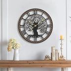 Micasso Wall Clocks Battery Operated: 18Inch Farmhouse Tree of Life Metal by Micasso