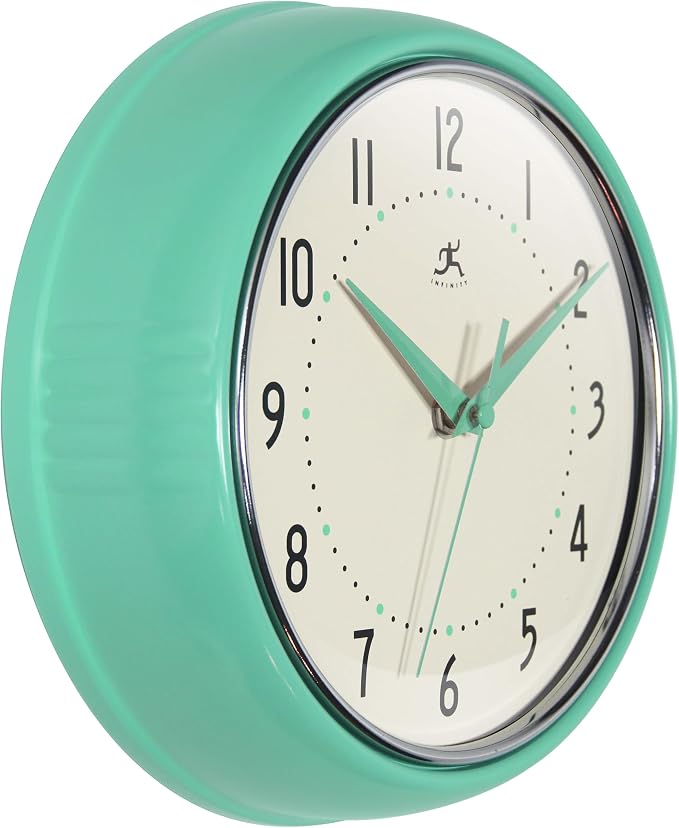 Infinity Instruments LTD. Retro 9 inch Silent Sweep Non-Ticking Mid Century - Image 3
