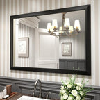 Amorho Black Bathroom Mirror, 48x35 Inch Thick Metal Framed Wall Mirrors by Amorho