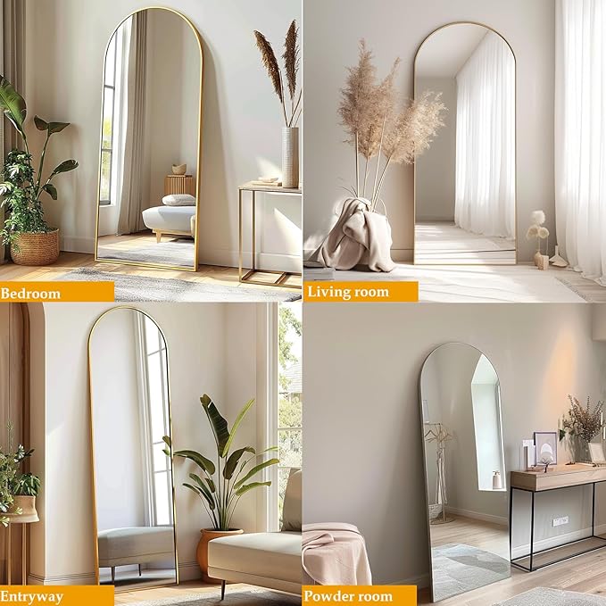 Dewfig Arched Full Length Mirror, Full Body Mirrors - Image 3