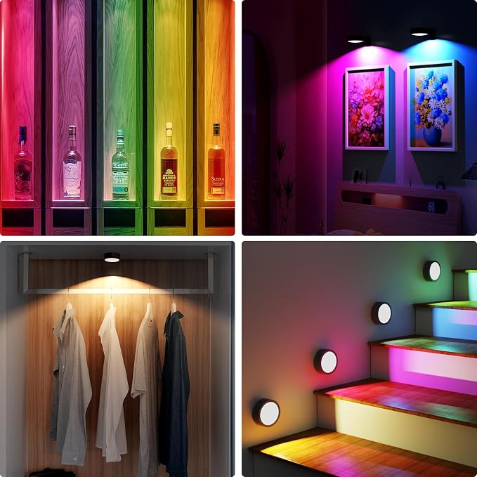 3 Pack Picture Lights for Wall, 13 RGB Color Rechargeable Battery Operated wall - Image 7
