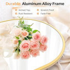 Bathroom Mirror for Wall, 38x26 Inch Arched Mirror, Matte Gold Metal Framed - Image 2