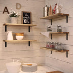 RICHER HOUSE Rustic Wood Shelves Set of 5, Farmhouse Style Floating Shelf - Image 6