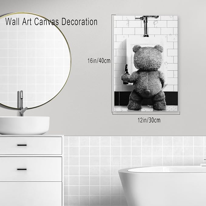DIHSIEG 12x16 Canvas Wall Art funny bathroom wall art Print Poster Vintage - Image 2