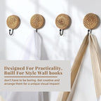 Colingmill 4 Pcs Boho Rattan Wall Towel Hooks Decorative Woven Hanging Holder - Image 5