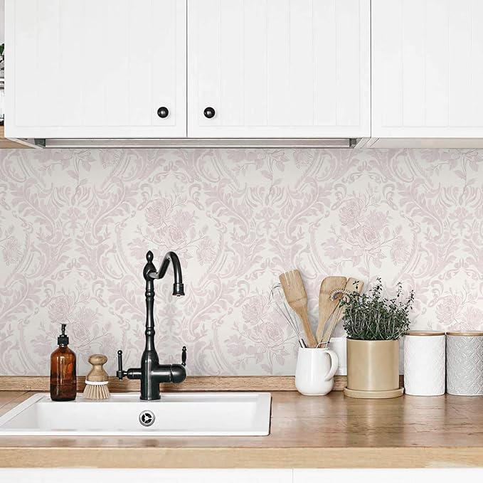 Ismoon Peel and Stick Wallpaper Vintage Floral Contact Paper Boho Watercolor - Image 2