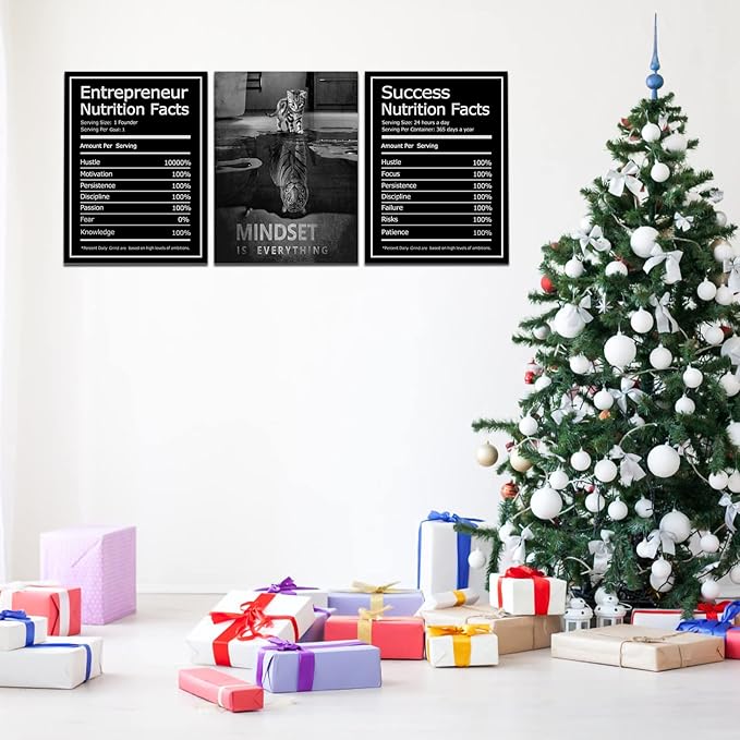 KAWAHONE Motivational Mindset Canvas Wall Art, Success Entrepreneur Nutrition - Image 3