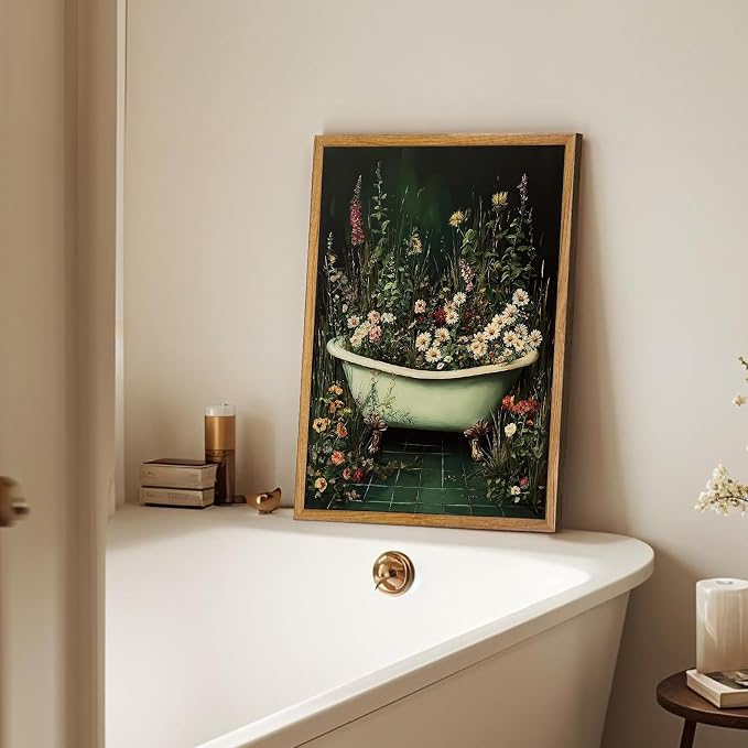 AtterrirArt Framed Plant Bathroom Wall Art, 12 * 16inch, Vintage Bathtub - Image 5