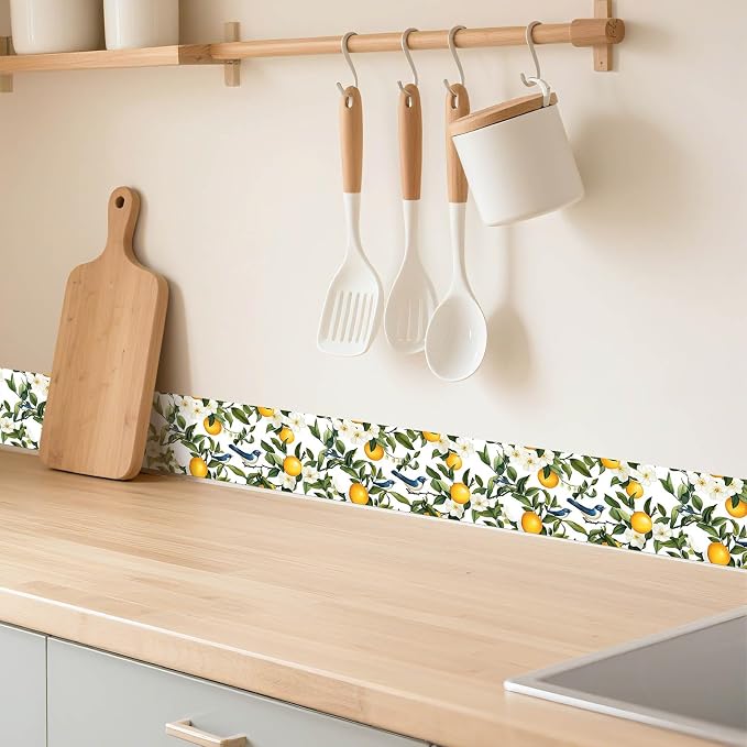 IVN Wallpaper Border Peel and Stick PVC Citrus Blossom and Bird Design 4x196 - Image 8