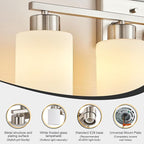 FonmYim Brushed Nickel Bathroom Light Fixtures, 4-Light Modern Vanity Light - Image 6