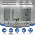 Modern LED Bathroom Lights Fixtures 5-Light, Stainless Steel Chrome Acrylic - Image 5