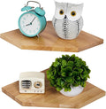 Corner Wall Shelves, Corner Floating Shelves Set of 2 Solid Oak Wood Display by Coamily