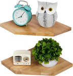 Corner Wall Shelves, Corner Floating Shelves Set of 2 Solid Oak Wood Display by Coamily