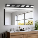 Modern LED Bathroom Lights Fixtures 6-Light, Metal Black Acrylic Wall Lighting - Image 5