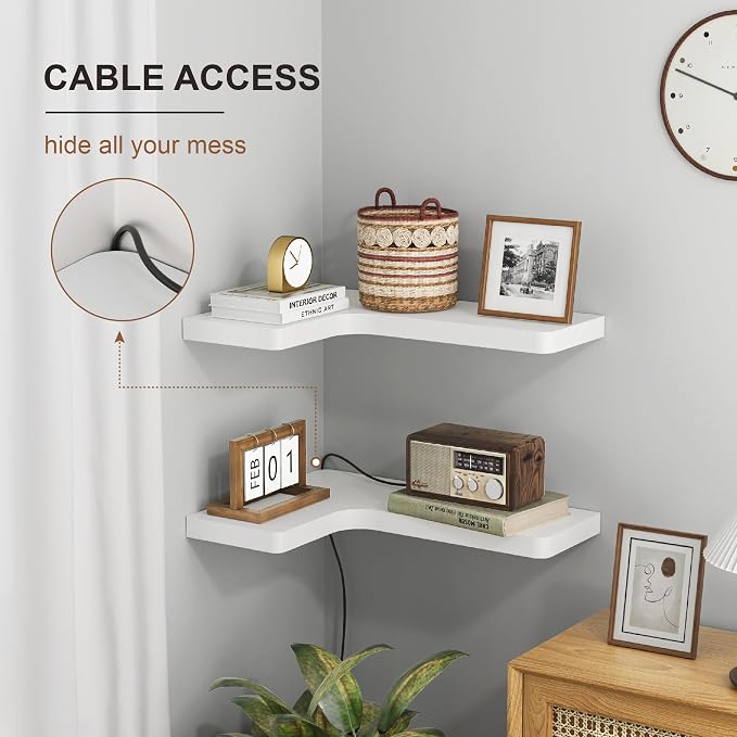 fuqing Corner Floating Shelves, Wall Shelf Set of 3, Shelves - Image 4