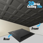 Art3d 12-Pack Square Black Drop Ceiling Tile 2ft x 2ft, PVC Ceiling Panel 24 x - Image 6