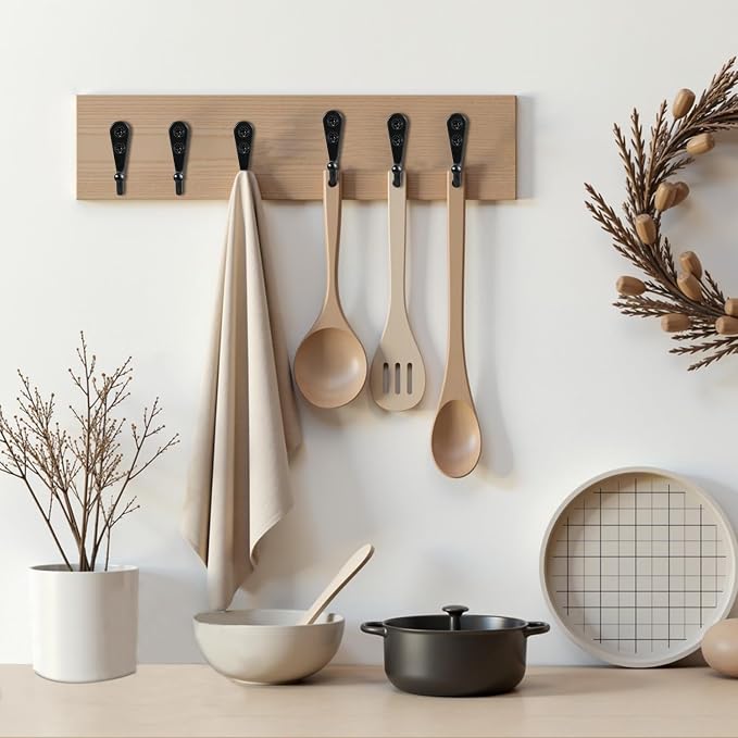 Black Wall Mounted Coat Hooks, Rustproof Metal Hooks - Image 2