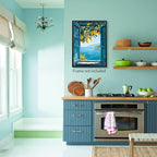 Mediterranean Window View Wall Art Coastal Lemon Tree Canvas Prints Blue - Image 3