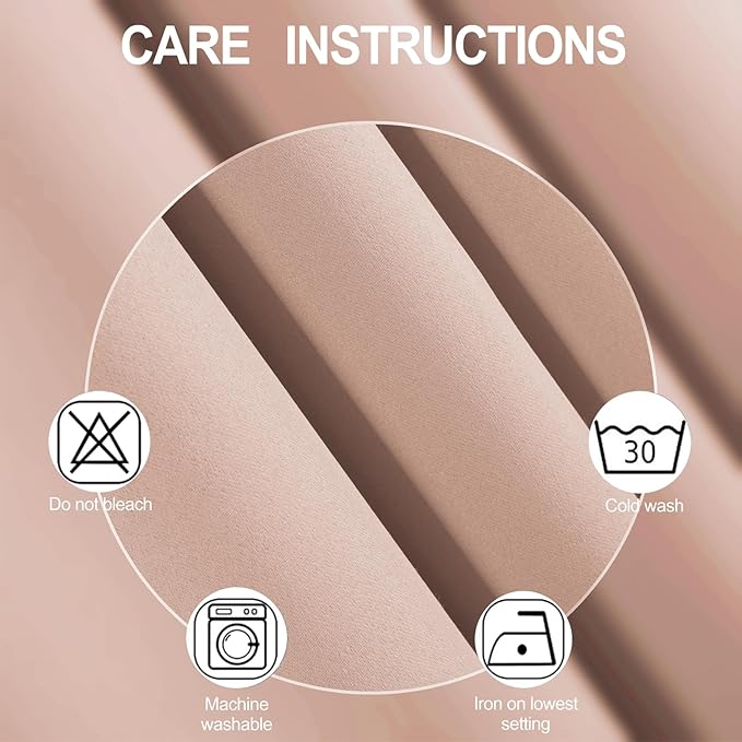 LEMOMO Blackout Curtains 52 x 108 inch/Blush Curtains Set of 2 Panels/Thermal - Image 4