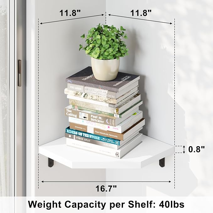 Alsonerbay Corner Wall Shelf Set of 3 Corner Shelf Wall Mount, Solid Wood - Image 3