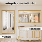 Amorho Bathroom Mirror, 60x36 Inch Golden Thick Metal Framed Wall Mirrors - Image 4