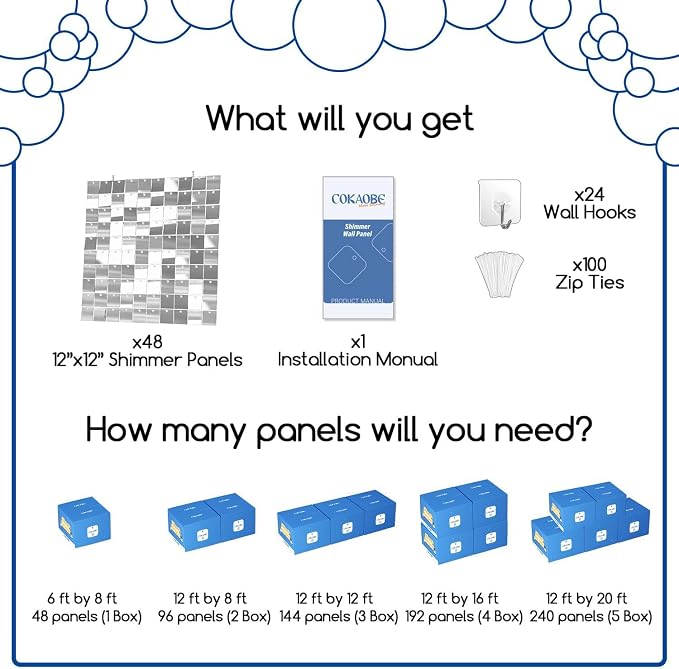 COKAOBE Silver Shimmer Wall Backdrop, Photo Backdrops - Image 2