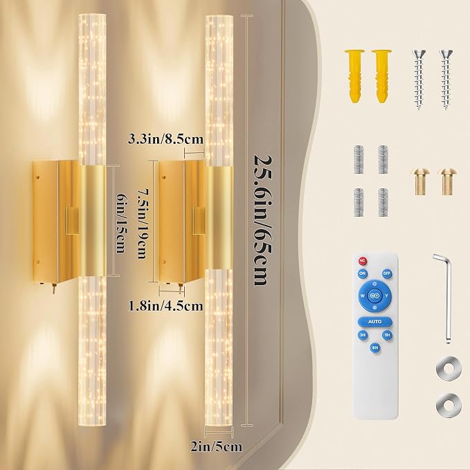 camuucci Battery Operated Wall Sconces Set of 2 Rechargeable Battery Powered - Image 4