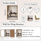 Framed Funny Horse Canvas Wall Art, Vintage Western Brown Horse On Sofa - Image 6